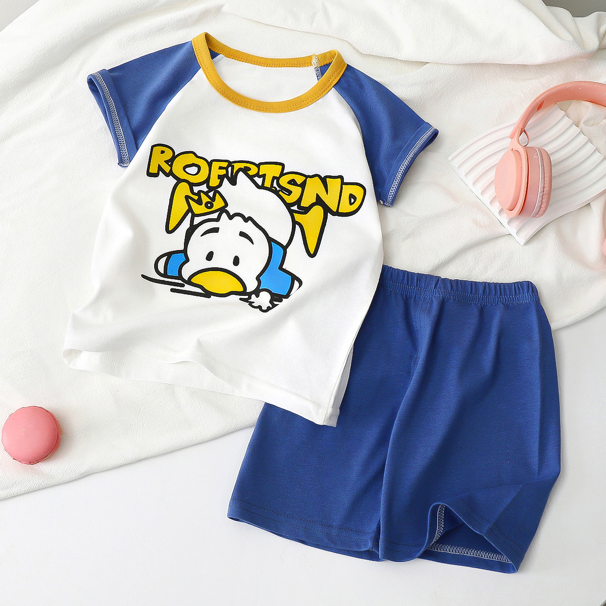 Children's short sleeve suit summer new boys shorts summer cotton clothes girls Korean children's clothing thin wholesale