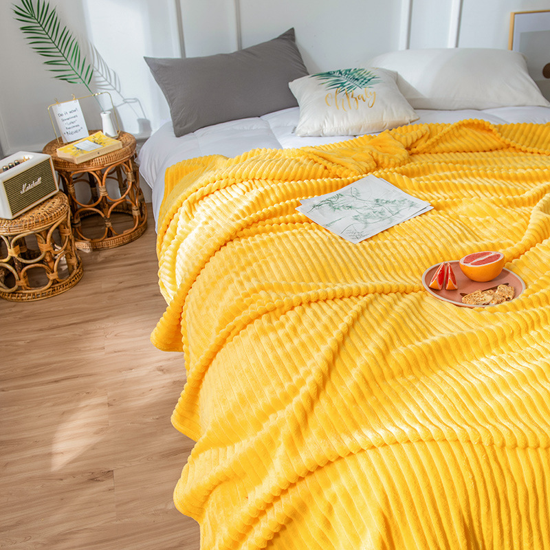 Magic velvet solid color strip flannel blanket coral velvet sofa blanket air conditioning blanket nap blanket support generation
