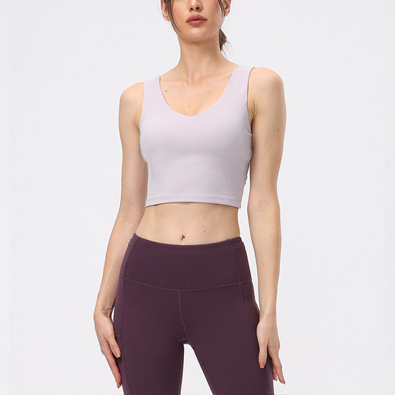 Cross-border New Deep V Yoga Vest Top Women's Lulu Cross-back Yoga Clothing Women's Fitness Sports Bra
