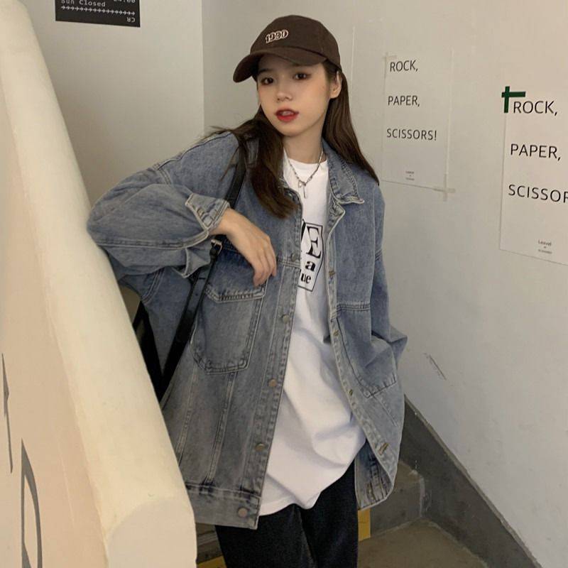Denim coat Women's Spring and Autumn 2023 Korean style loose slimming Hong Kong style fried street long-sleeved jacket women's autumn
