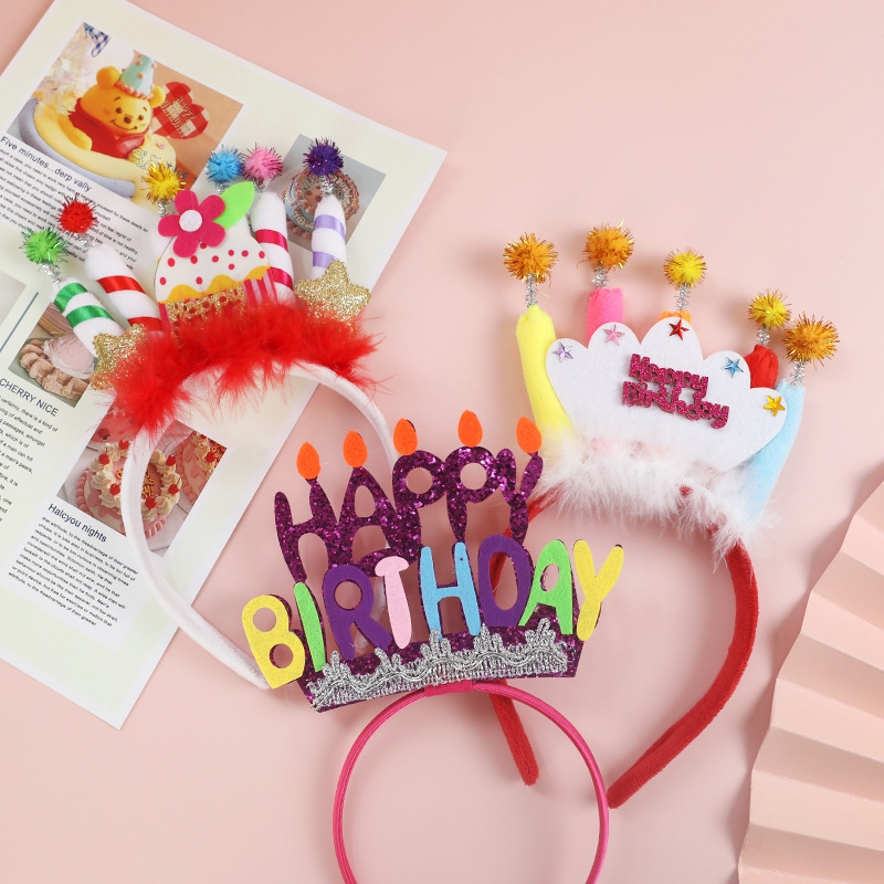 Baking Cake Decoration Internet Red Felt Hat White Hair Cloud Crown Hair Hoop Birthday Party Powder Cake Smiley Felt Hat