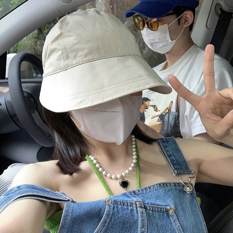 Zhao Lusi same style quick-drying UV protection face cover Hat sun hat female sun protection spring and summer versatile thin fisherman hat