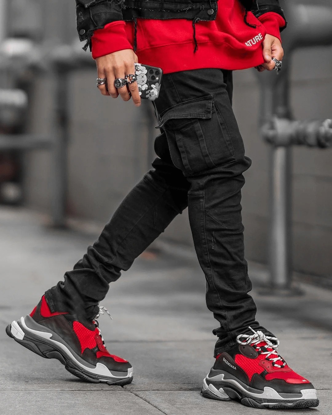 2021 spot Europe and the United States cross-border new jeans men's side pocket feet tight jeans a generation of hair