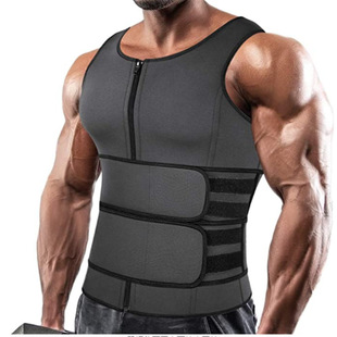 Cross-border Men's Double Belt Vest Shaper Reinforced Neoprene Zipper Tunic Sport Tight Waist Belt
