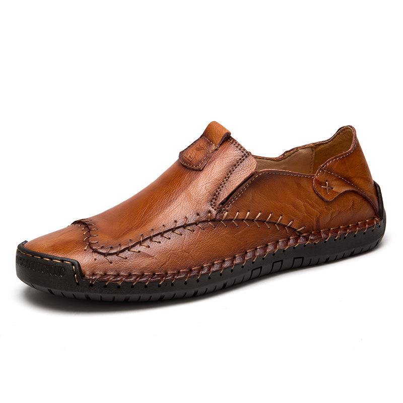 Cross-border Men's Casual Leather Shoes Men's Real Cowhide Formal Leather Shoes Men's Gentleman's Shoes Brock Flower Fashion Large Size