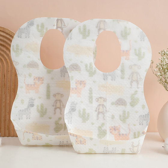 Mu Chun Disposable Bib Baby Independent Wash-free Rice Bucket Baby Bib Non-woven Spit Wipe Spot Wholesale