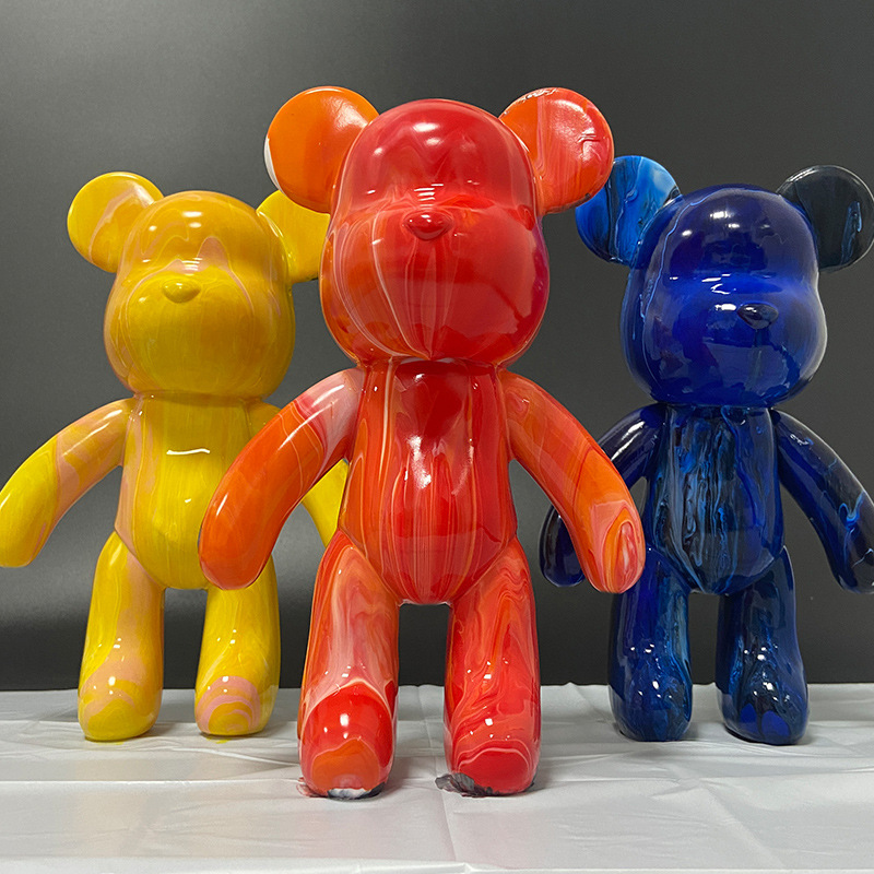 Поставка жидкого медведя оптом DIY Творческий виниловый жестокий медведь краска граффити ручная роспись жидкого медведя белый эмбрион