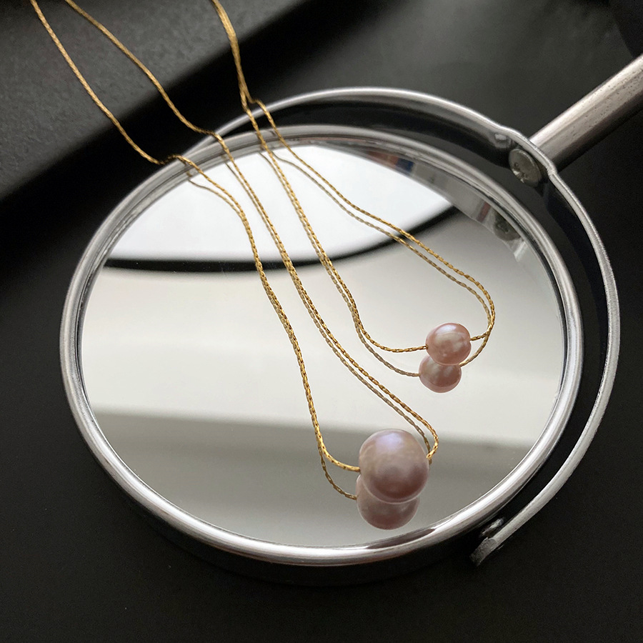 Titanium steel necklace for women, no color fading, elegant and small design, high-grade natural pearl pendant, clavicle chain wholesale 
