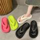 Thick-soled flip-flops women's summer poop-stepping feeling heighten outer wear non-slip sandals and slippers simple ins tide beach shoes seaside