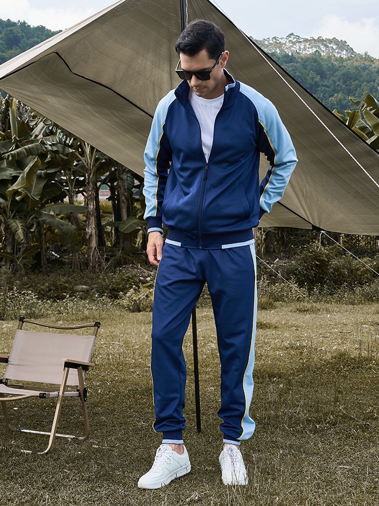 European and American men's suit autumn long sleeve sweater plus size sportswear men's two-piece sports leisure suit wholesale