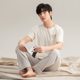 Men's pajamas men's summer short-sleeved trousers half-sleeved cotton summer suit boys British-style home wear spring and autumn