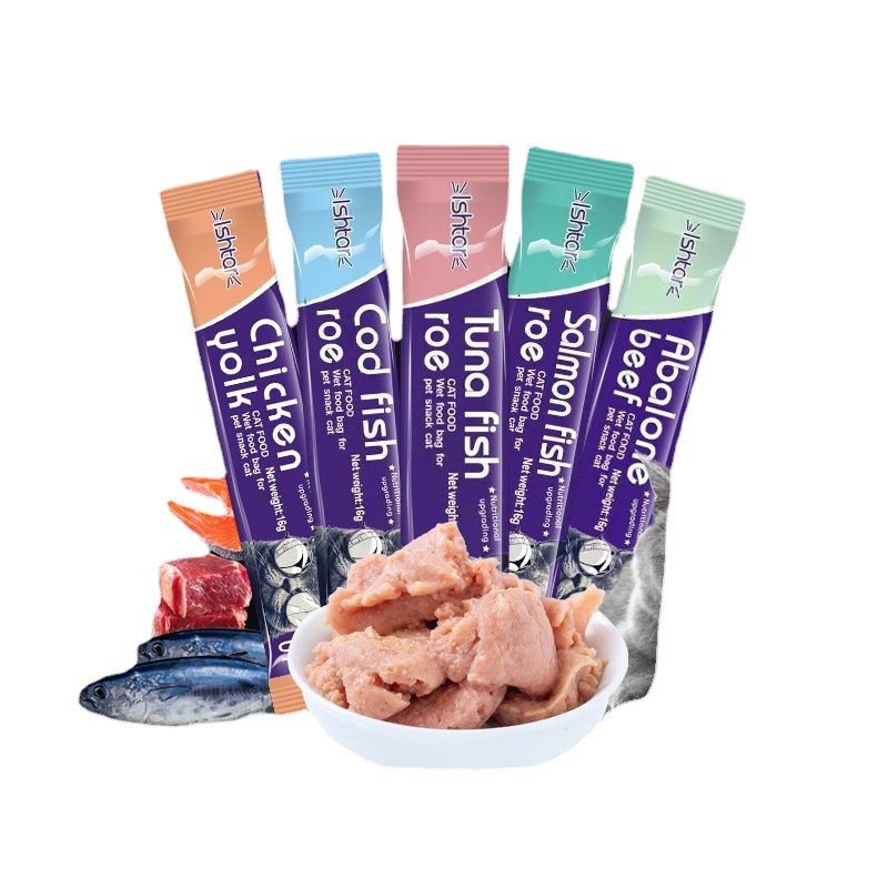 ishtar cat strip wholesale cat snacks into cat kitten fattening nutrition strip pet food wet food package a generation of hair