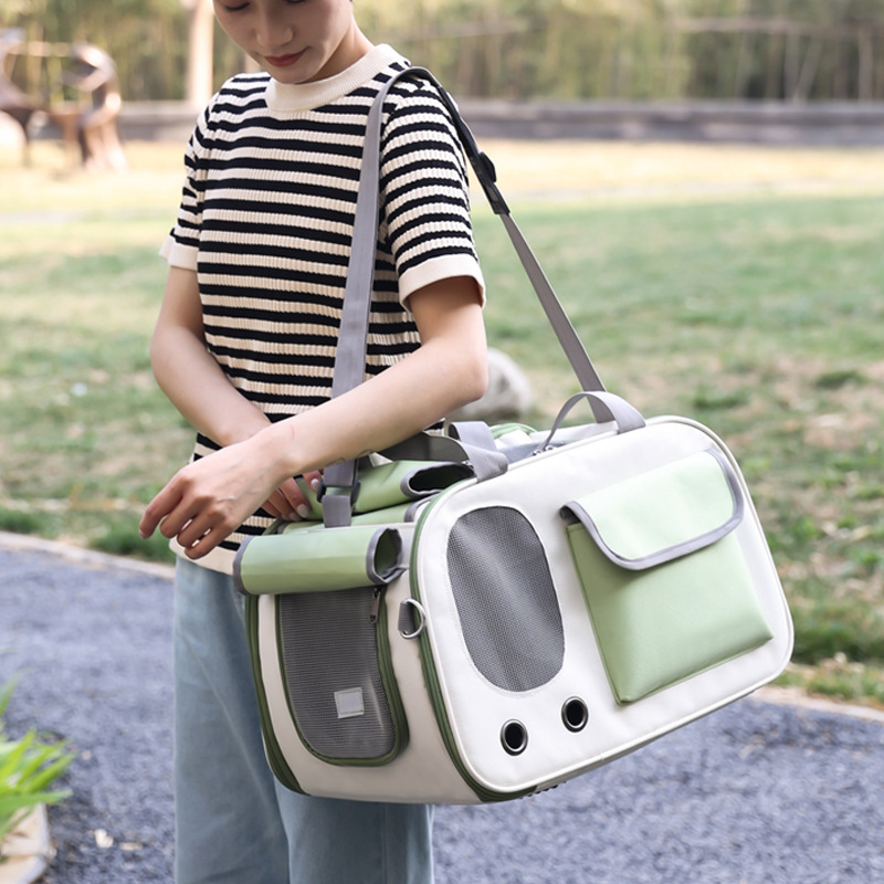 Pet breathable cat bag foldable adjustable length cat out handbag shoulder bag pet supplies wholesale