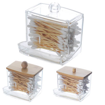 Transparent cotton swab box leaky cotton swab storage box bathroom jar acrylic jewelry storage box plastic cosmetic box