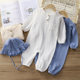 Baby Clothes Four-season Baby One-piece Suit Long Hayi Breathable Good Double-layer Yarn Climbing Clothes Children's Pajamas