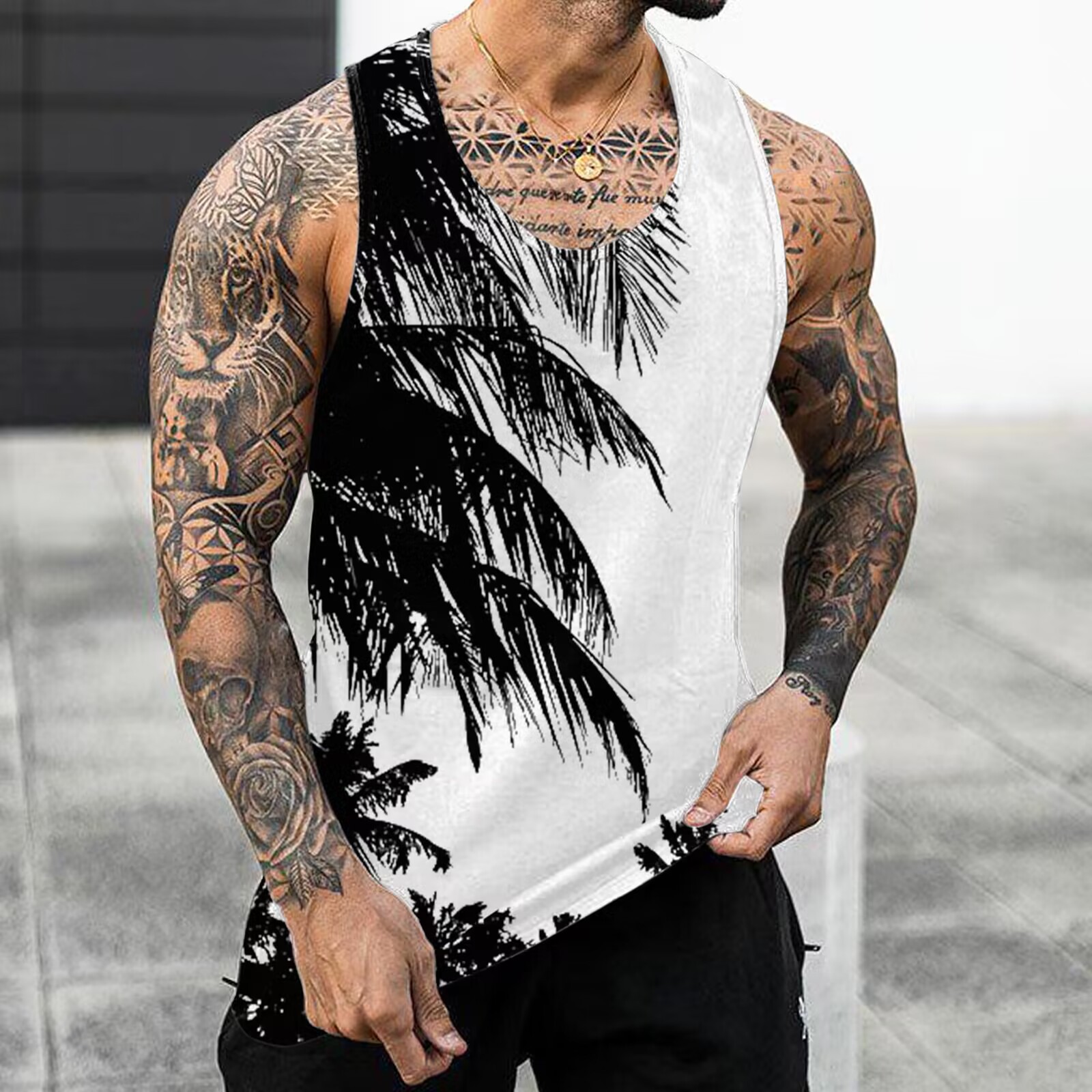 New Vest Cross-border Foreign Trade Men's European and American 3D Printing Loose Casual Men's Vest Factory Straight Hair