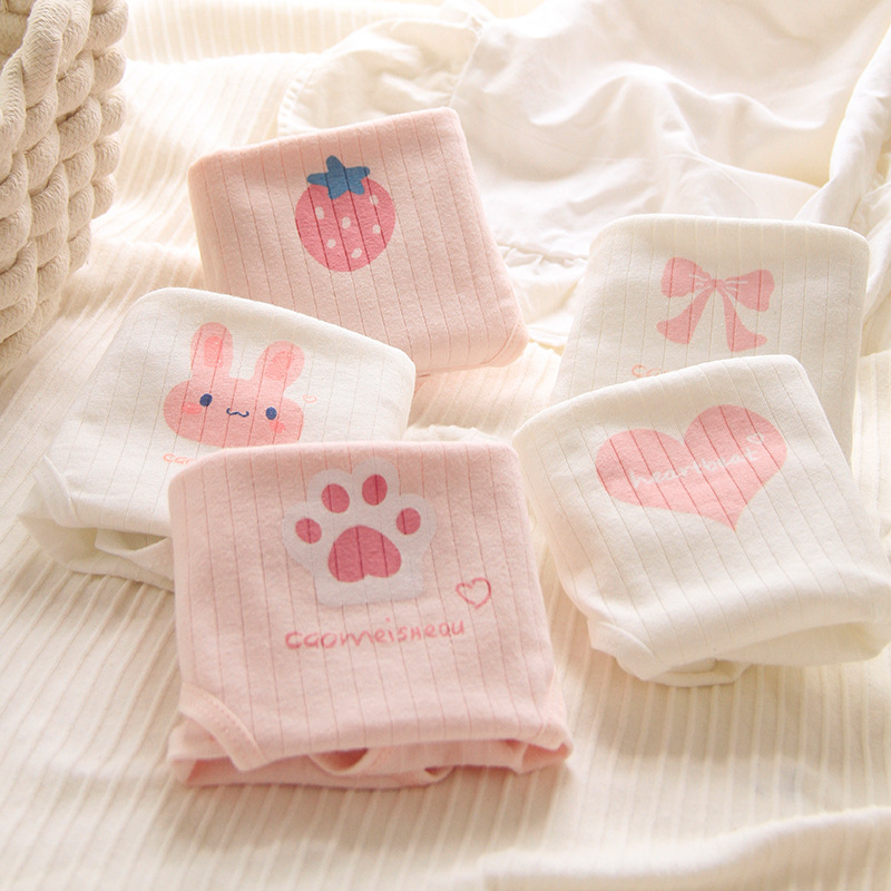 Japanese Lori Girl Soft Sister Underwear Love Meow Claw Second Dimension Fat Animation Middle Waist Cotton Briefs 0747