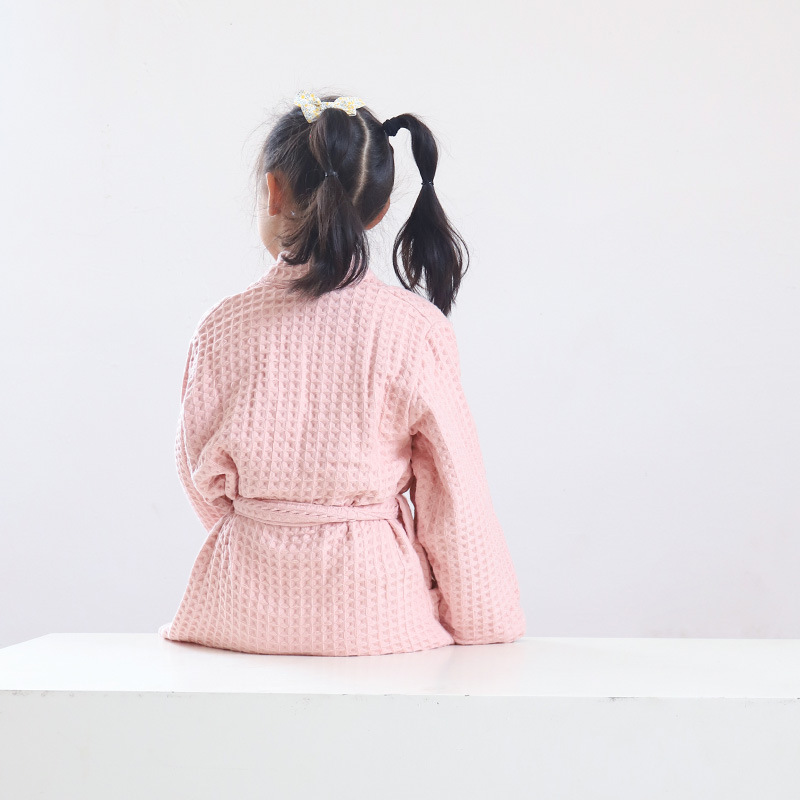 Children's Cotton Bathrobe Waffler Double-Layer Thickened Bathrobe Home Clothes Class A Large Children's Men's and Women's Pajamas Absorbent