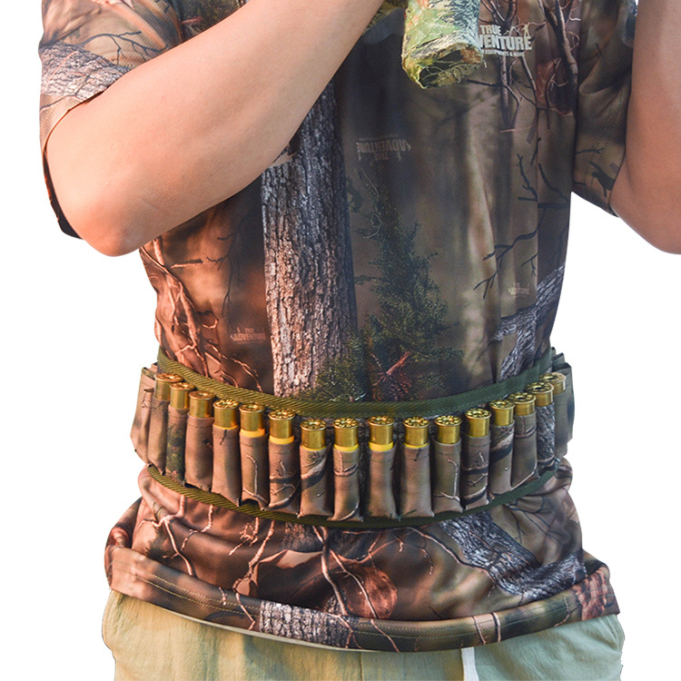 Cross Border New Product Outdoor Camouflage 30 Hole Bullet Belt Tactical Belt CatridgeBelt Hunting Shooting Belt