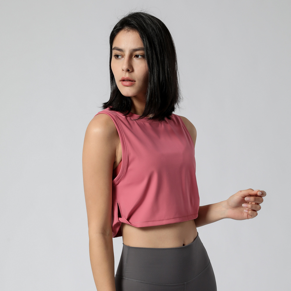 2023 New Yoga Sports Vest Women's European and American Loose Fitness Vest Women's Comfortable Without Chest Pad