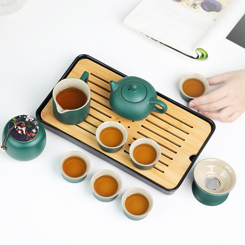 Travel Tea Set suit Wholesale Tea Tray Home Kung Fu Tea Cup Outdoor Portable Teapot Ceramic Business Gift