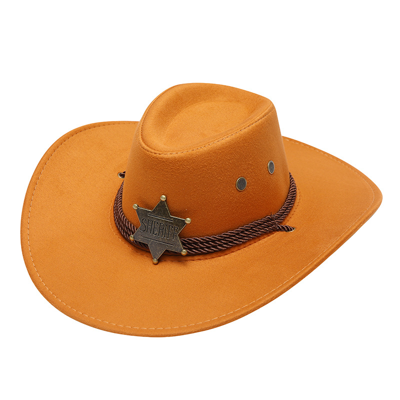 Western cowboy hat men's and women's hat American trend three rope chicken skin velvet travel stereotypes Knight hat cowboy hat