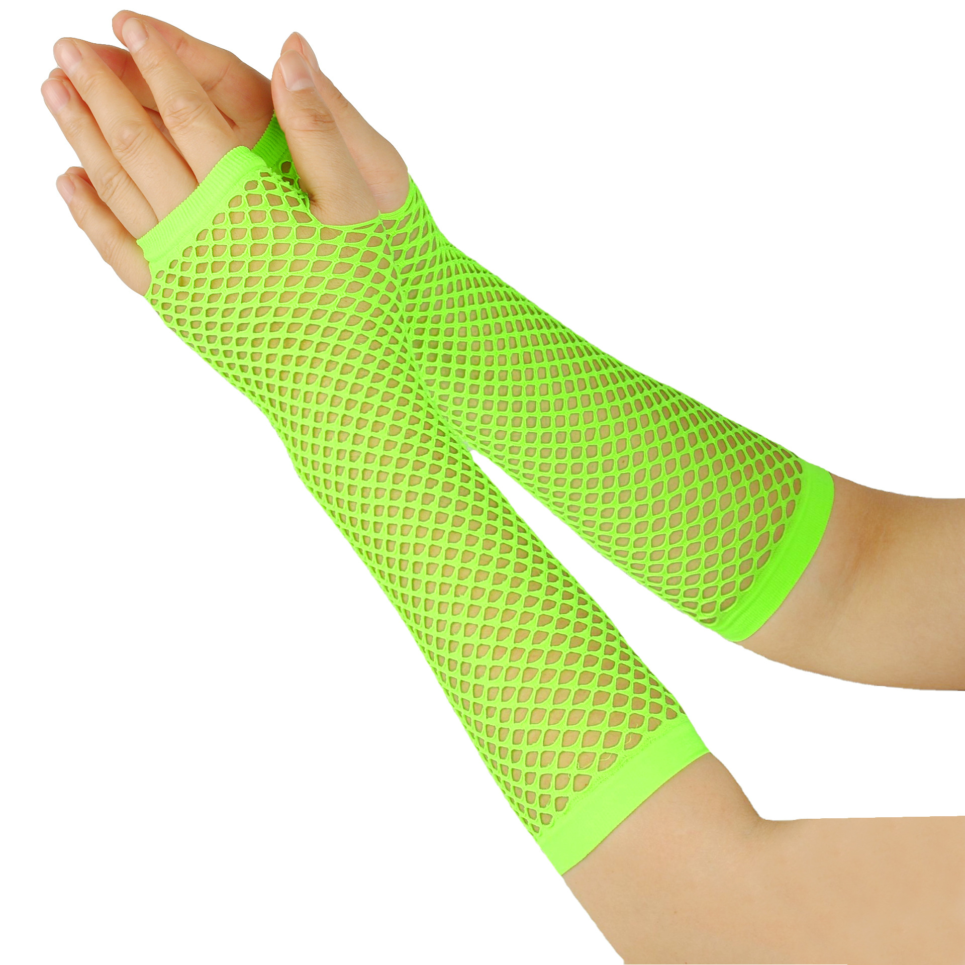 Gants élastiques en filet de pêche épais européens et américains, gants longs sexy punk, gants d'étiquette de fête en boîte de nuit à demi-doigts, gants transfrontaliers_voghion.com