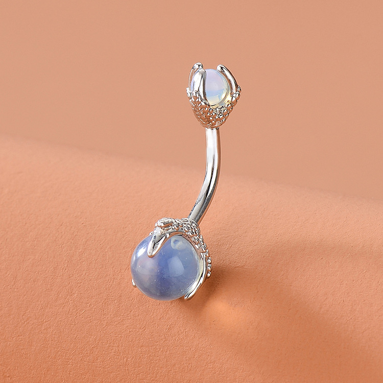 European and American ins Halloween natural stone crystal powder protein dragon claw stainless steel navel ring piercing navel nail