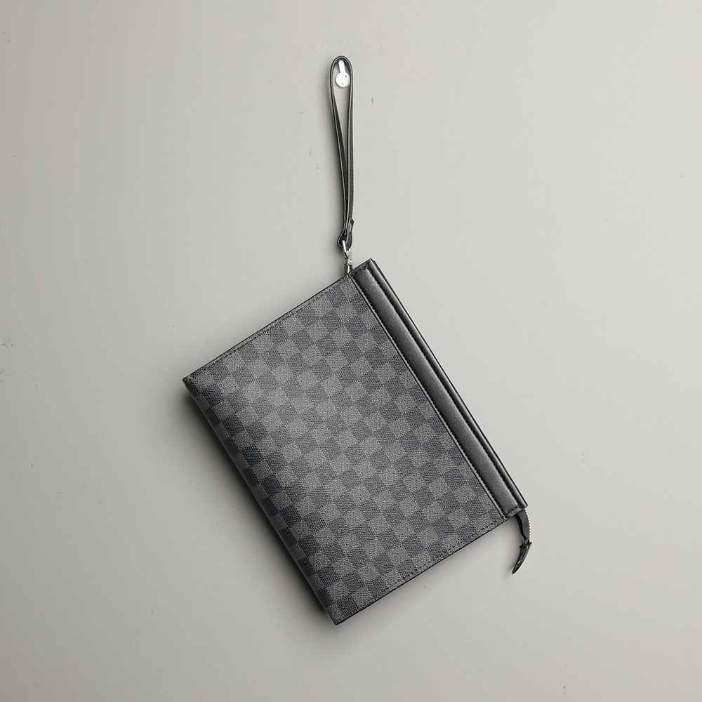 2022 New Korean Style Casual Clutch Bag Men's Plaid Wrist Bag File Bag Simple Fashionable Atmospheric Clutch Bag