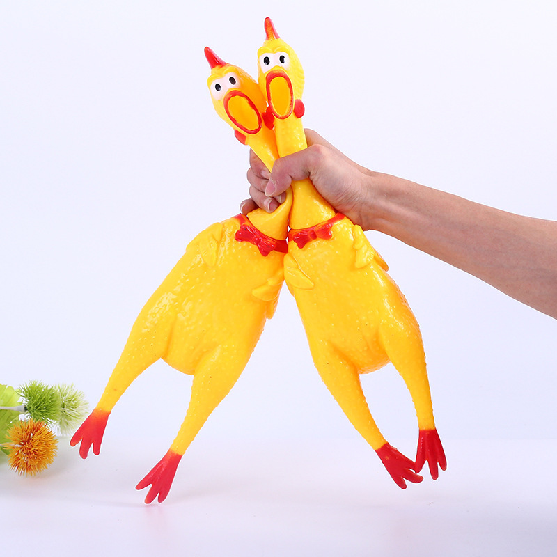 Large and medium-sized small size vinyl barking chicken dog vent decompression trick toy voice pet toy scream chicken