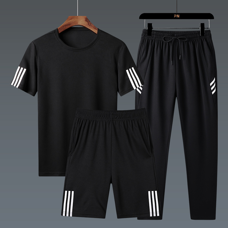 Cross-border three-piece sports suit men's summer 2022 new clothes with handsome trendy sportswear shorts