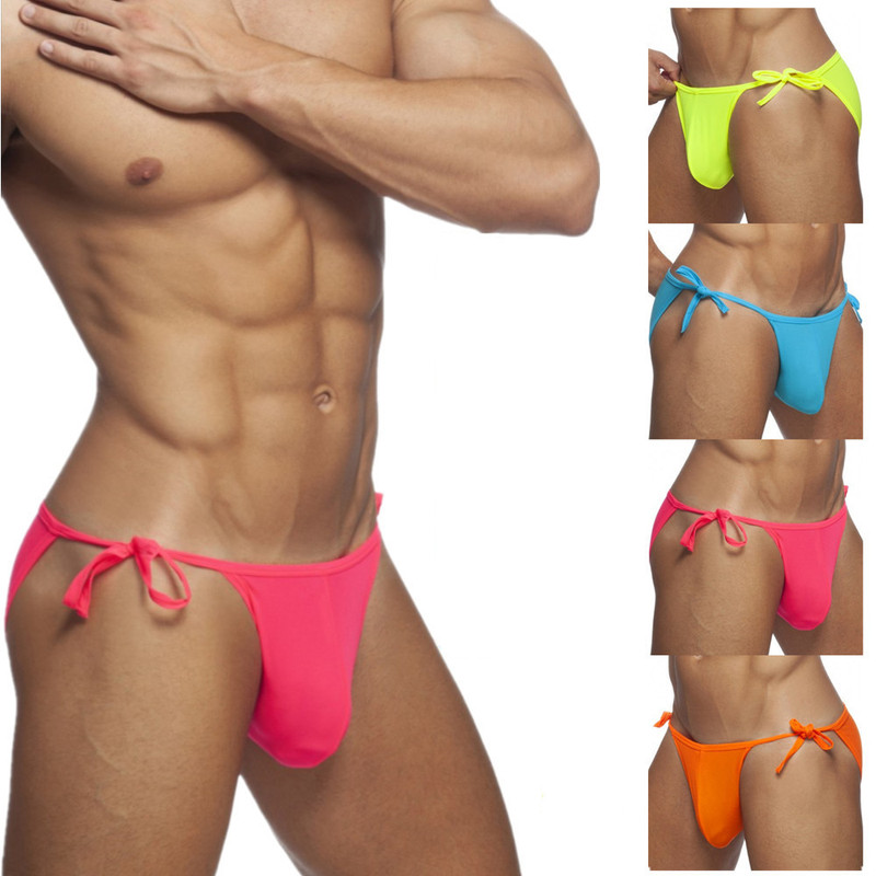2021現物男性水泳パンツ純色成人ひもセクシービーチパンツ低腰ビキニ水泳パンツ男性速売通|undefined