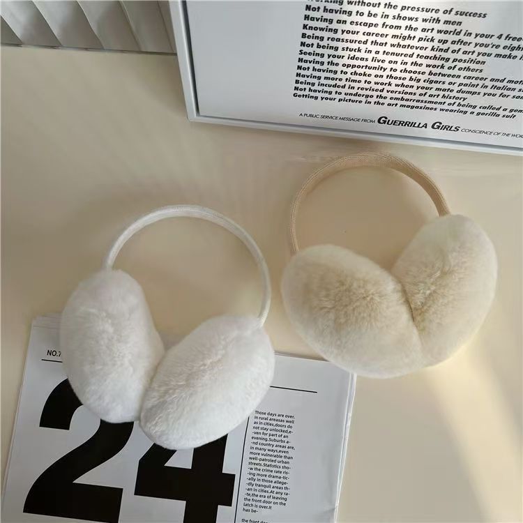 Double-sided Rex Rabbit Mao Mao Ear Cover Korean Style Cute Plush Ear Cover Color Retractable Ear Bag Winter Warm Ear Movers