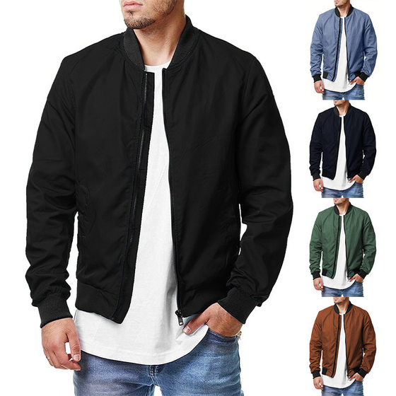 European and American New Men's Aviator Jacket Spring and Autumn Cross-border Casual Trendy Large Size Men's Zipper Men's Jacket 5XL
