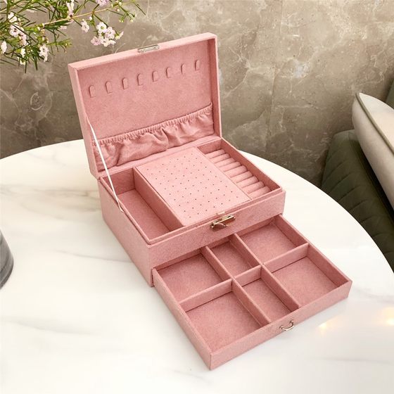 Southeast Asia independent station wholesale jewelry box pink ring earrings earrings earrings storage jewelry flannel