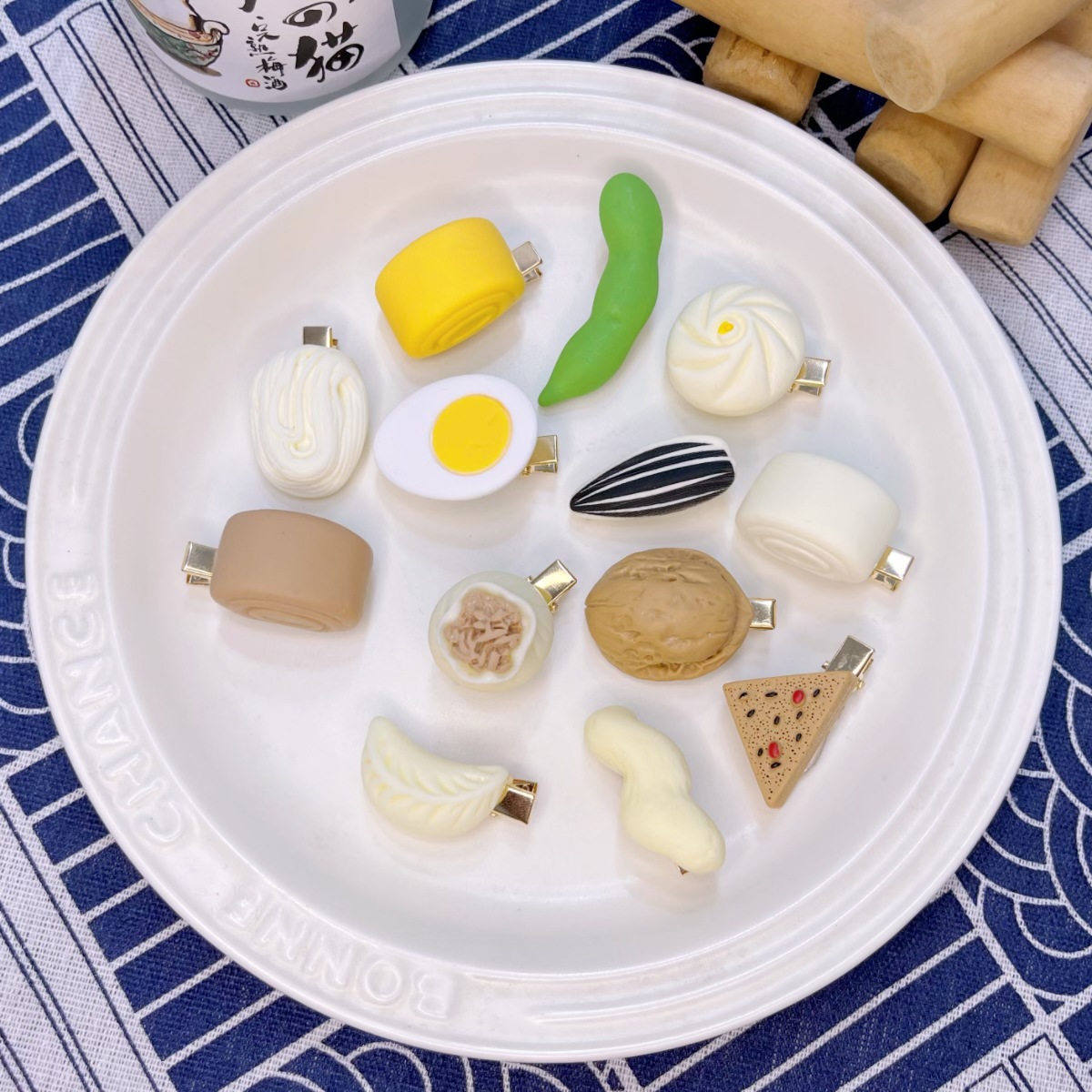 ins Cute Korean Style Dumpling Simulation Food Play Steamed Bun Japanese Style Childish Hairpin Cream Hand-made Girls' Hairpin Headwear