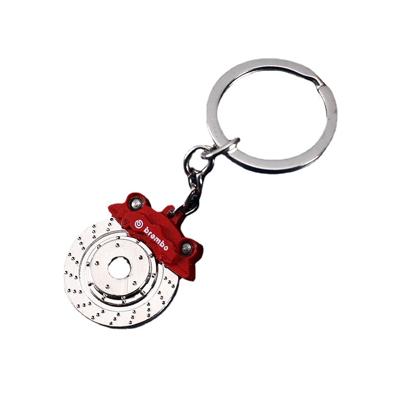 Creative gift brake disc wheel hub caliper metal keychain car modified disc brake waist hanging key ring chain pendant