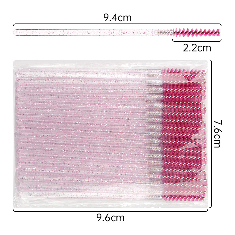 Wholesale disposable eyelash brush crystal rod grafting eyelash small eyebrow brush convenient color solid rod eyelash comb