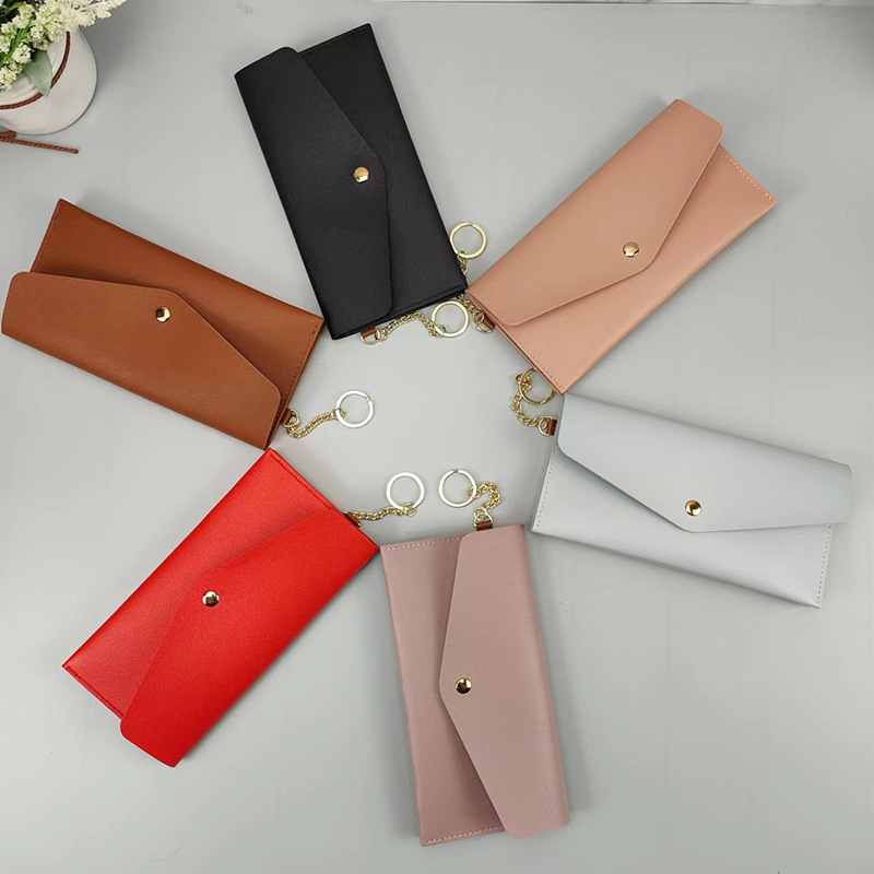 New Portable Women's Long Wallet Women's Hand Wallet Multi-Card Snaps Fashion Mobile Phone Bag Solid Color All-Match_voghion.com