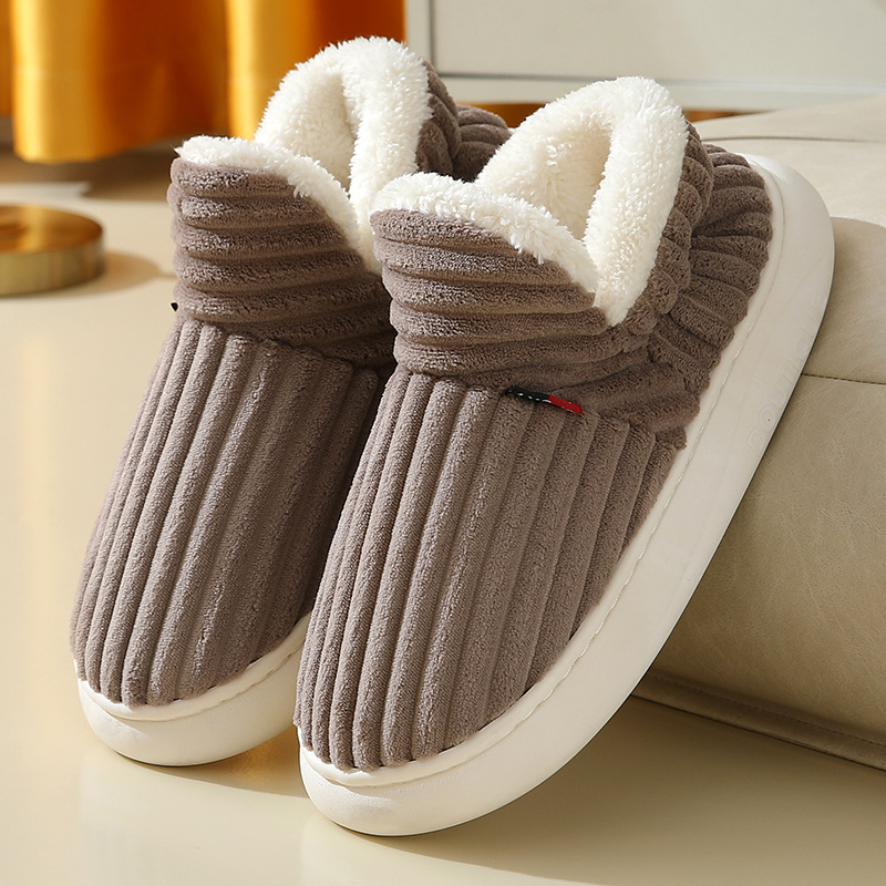 High-heeled Cotton Slippers Foreign Trade Cross-border Fleece-lined Home Non-slip Moon Shoes Indoor Warm Shoes Women's Cotton Shoes Men's