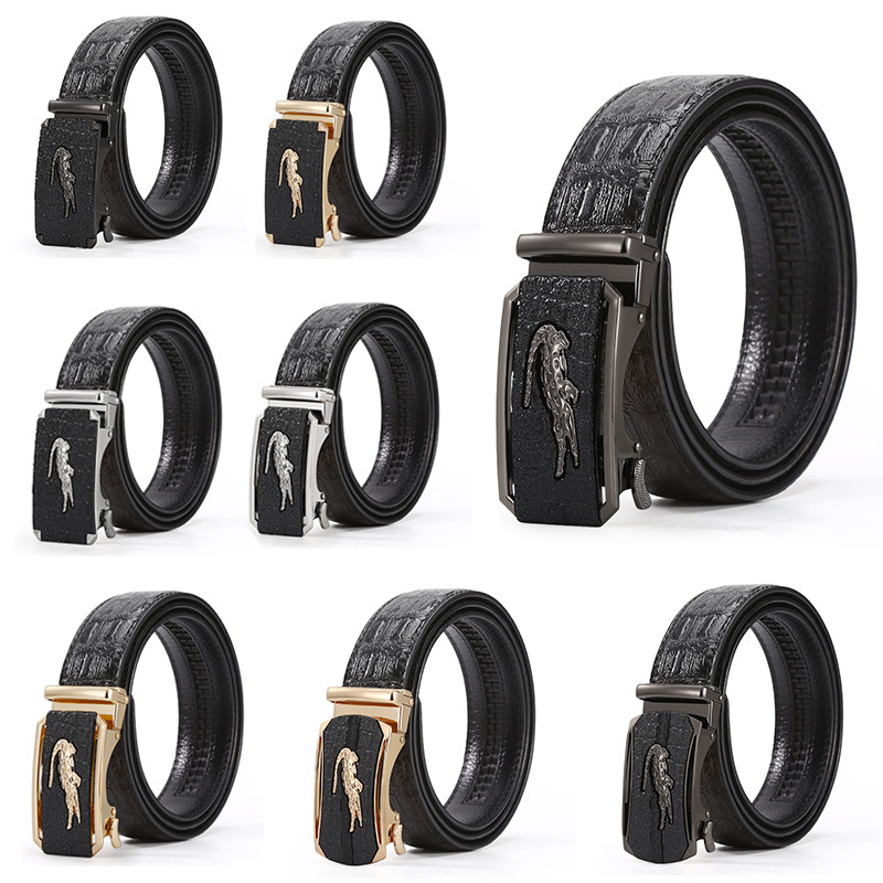 New men's leather crocodile pattern belt business Joker Belt Men's automatic buckle belt manufacturers spot wholesale - ShopShipShake