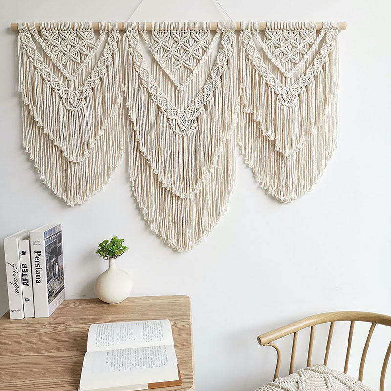 Hand-woven Nordic Lace Tassel Cotton Rope Large Tapestry Wall Hanging Decorations Wall Hanging Simple Decorative Partition Curtain