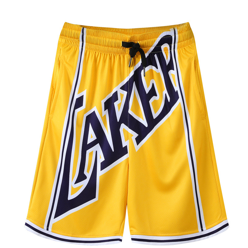 Retro Basketball Sports Shorts Male Lakers Warriors Grizzlies Raptors Tat Spurs Heat 76ers Team Shorts