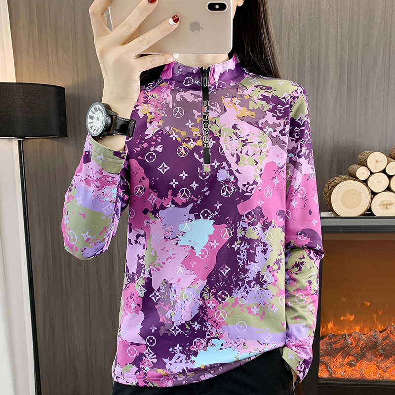 Camouflage printed quick-drying T-shirt for women Spring and Autumn versatile fashionable slim fit casual Korean style fashionable quick-drying clothes long sleeve