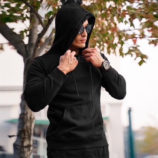 Muscle Boy Autumn and Winter Fitness Sweater Men's Outdoor Running Pullover Long Sleeve Hooded Sweater Sports Jacket