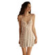 DZ Guiruo Sexy Large Size Nightgown Deep V Mesh Lace Pure Desire Perspective Sling Nightgown Home Clothes Set 4316