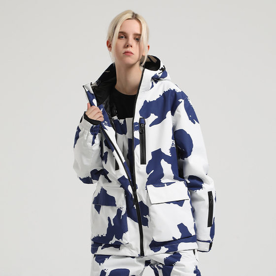 New Ski Suit Women's Single Board Loose Waterproof Windproof Breathable Thickened Double Board Snow Suit Men's Outdoor Couple Jacket