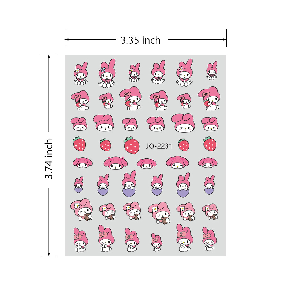 Cute cartoon nail stickers wholesale Jade dog melody kulomi rabbit sheep a sheep back glue nail stickers