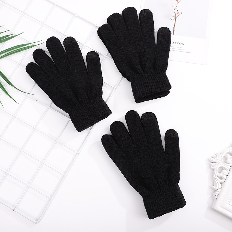 Men's winter padded brushed knitted touch screen gloves outdoor riding cold-proof warm game gloves factory direct batch_voghion.com