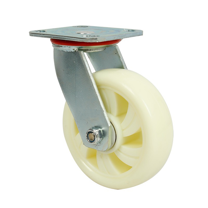 Nylon universal wheel with brake industrial heavy caster storage handling pull cart wheel 456 inch White Ni wheel